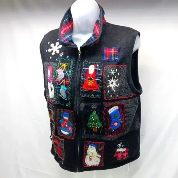 Design Studio Falalala Ugly Christmas Sweater Vest Winter Wonderland Woman's XL. - Picture 4 of 13